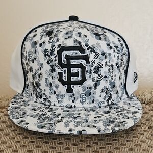 Authentic New Era 59fifty SF Logo White & Black Snapback Hat